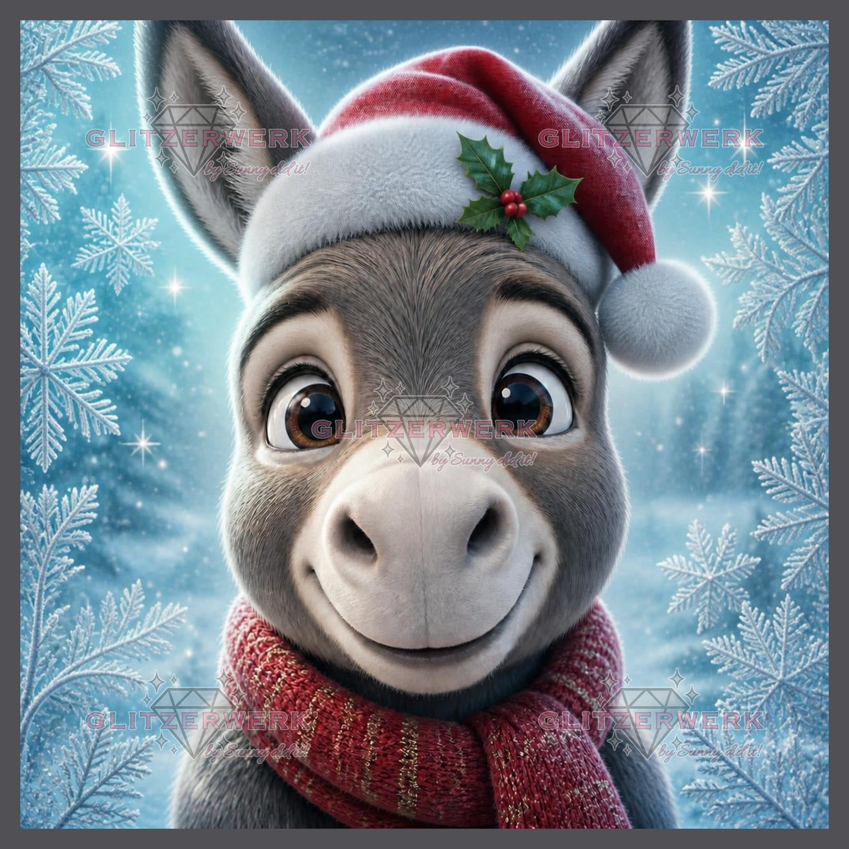 Christmas-Donkey by Silvia-ki 60x60cm 100 Farben