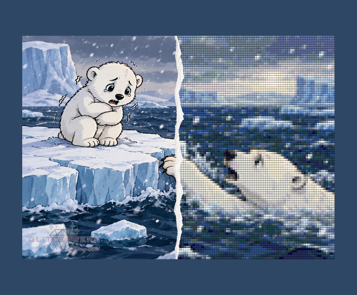 Eisbären im tosenden Meer by Tamina 35x25cm 50 Farben