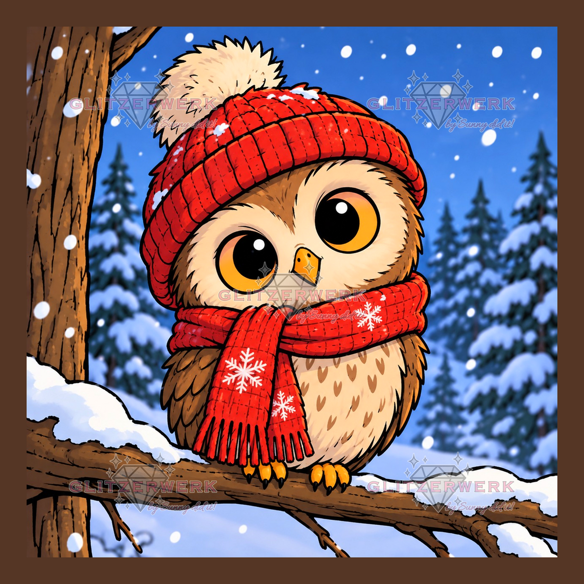 Wintereule by Tamina 30x30cm 65 Farben mit 6x Sondersteinen