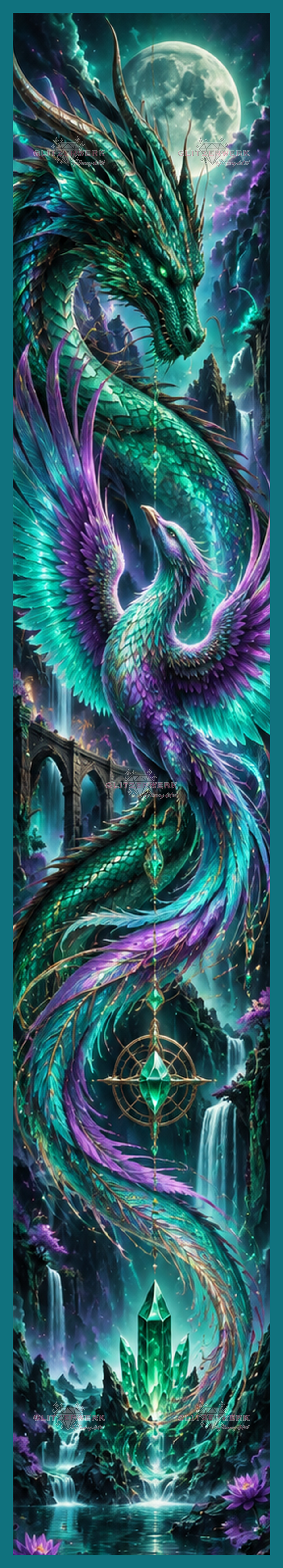 Phoenix vs. Dragon by DieKleene.Ai 30x180cm 100 Farben mit 8x Sondersteinen