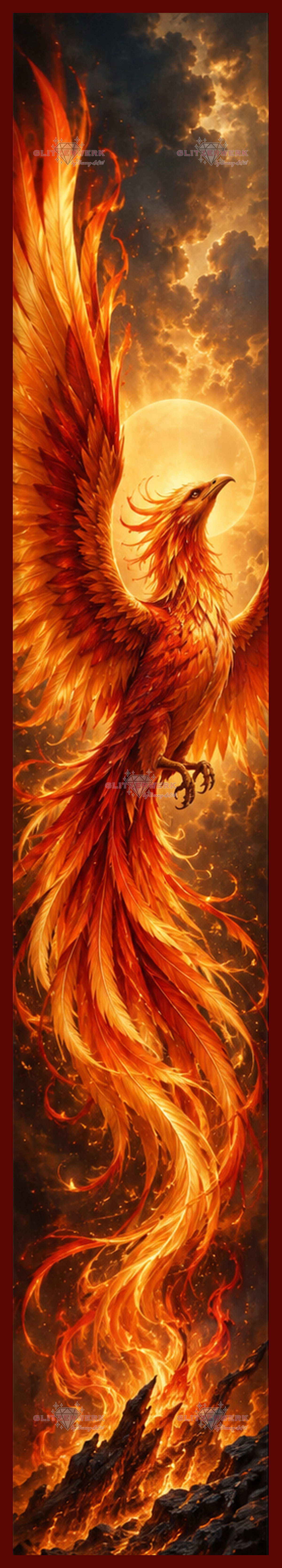 Feuer-Phönix by DieKleene.Ai 30x180cm 80 Farben mit 7x Sondersteinen
