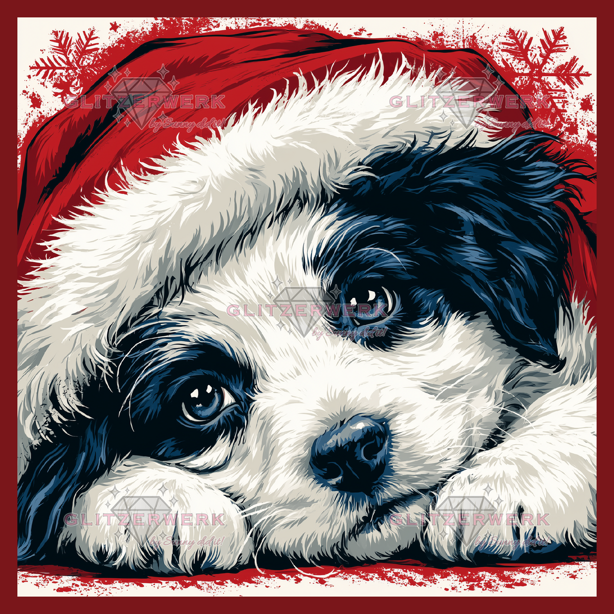Christmas Puppy by Sunny did it! 50x50cm 90 Farben mit 6x Sondersteinen