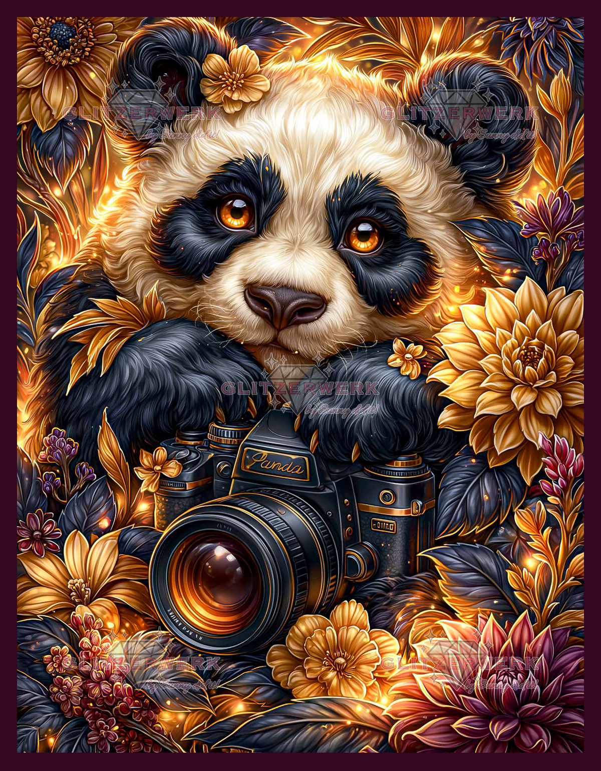 Panda auf Fotosafari by Funkelreich 50x65cm 110 Farben