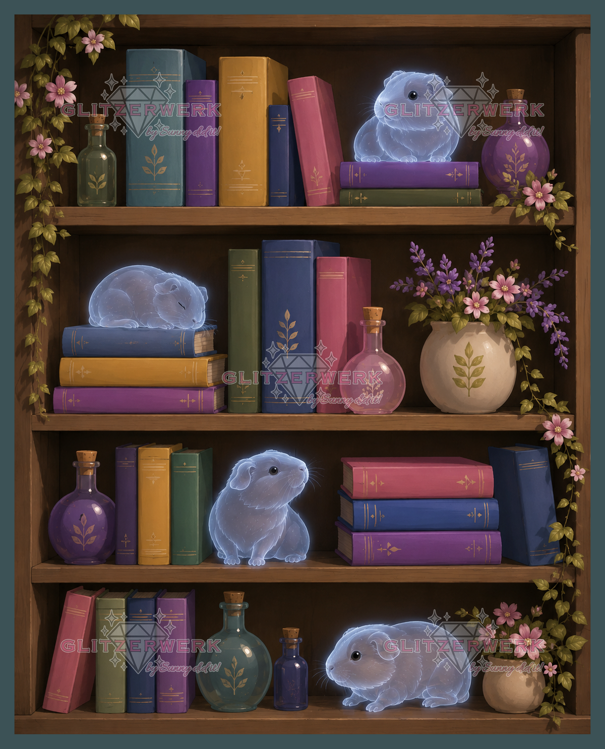 Geistermeerschweinchen-Regal by Tiki_DIAMONDS.ai 60x75cm 90 Farben