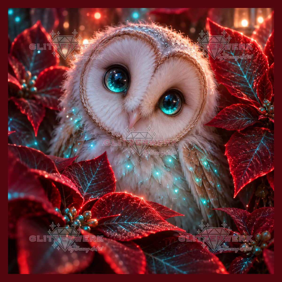 Weihnachtskäuzchen by nerdylovelythings 50x50cm 100 Farben