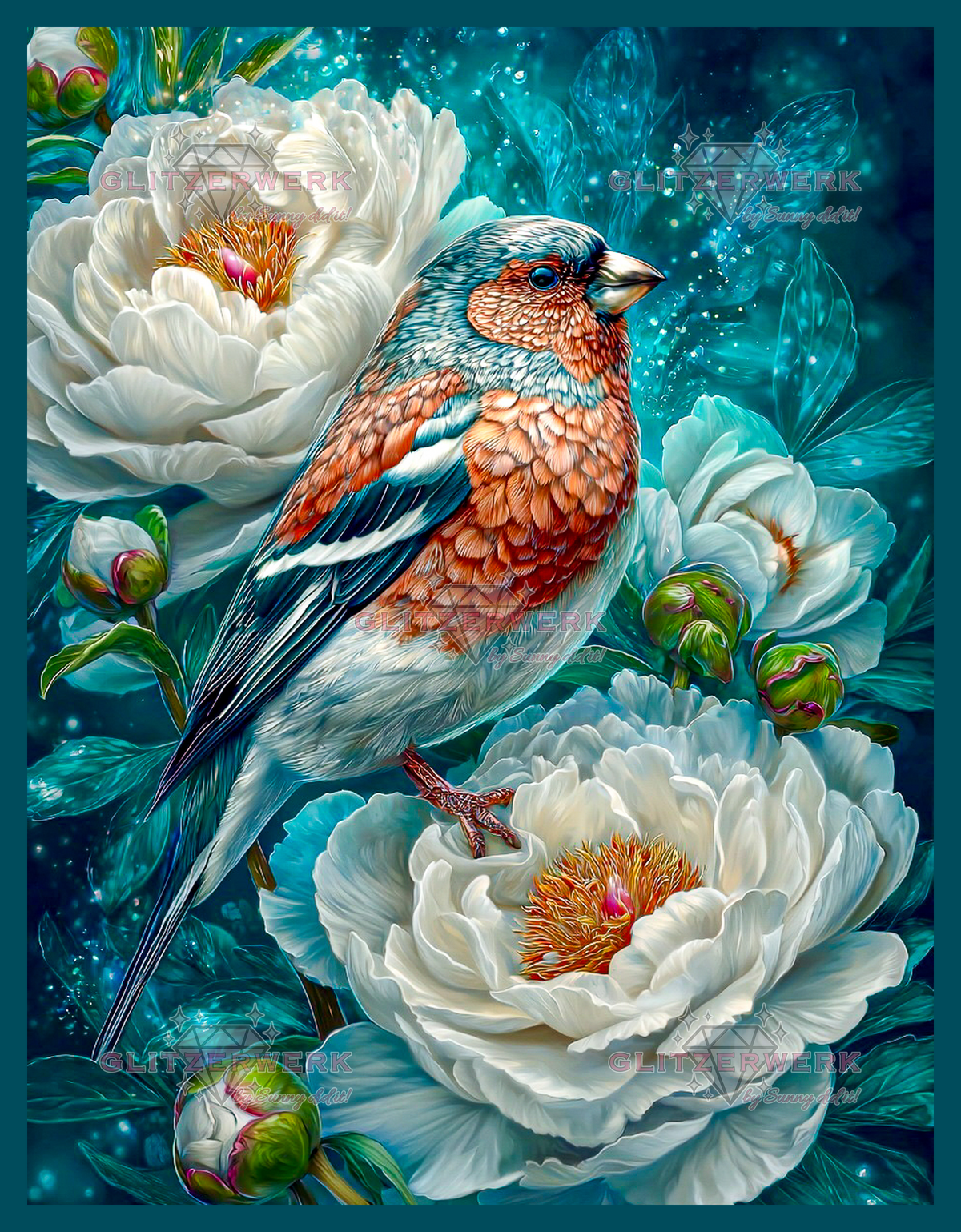 Blütenvogel by Sandrietta_ai 50x65cm 110 Farben