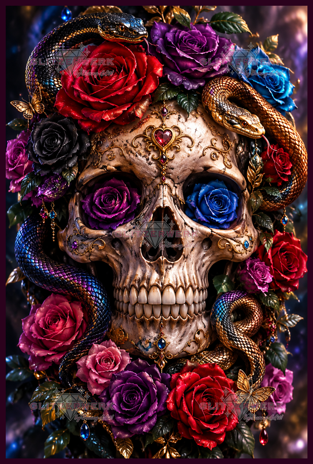 Skull of Roses by Silvia-ki 80x120cm 175 Farben