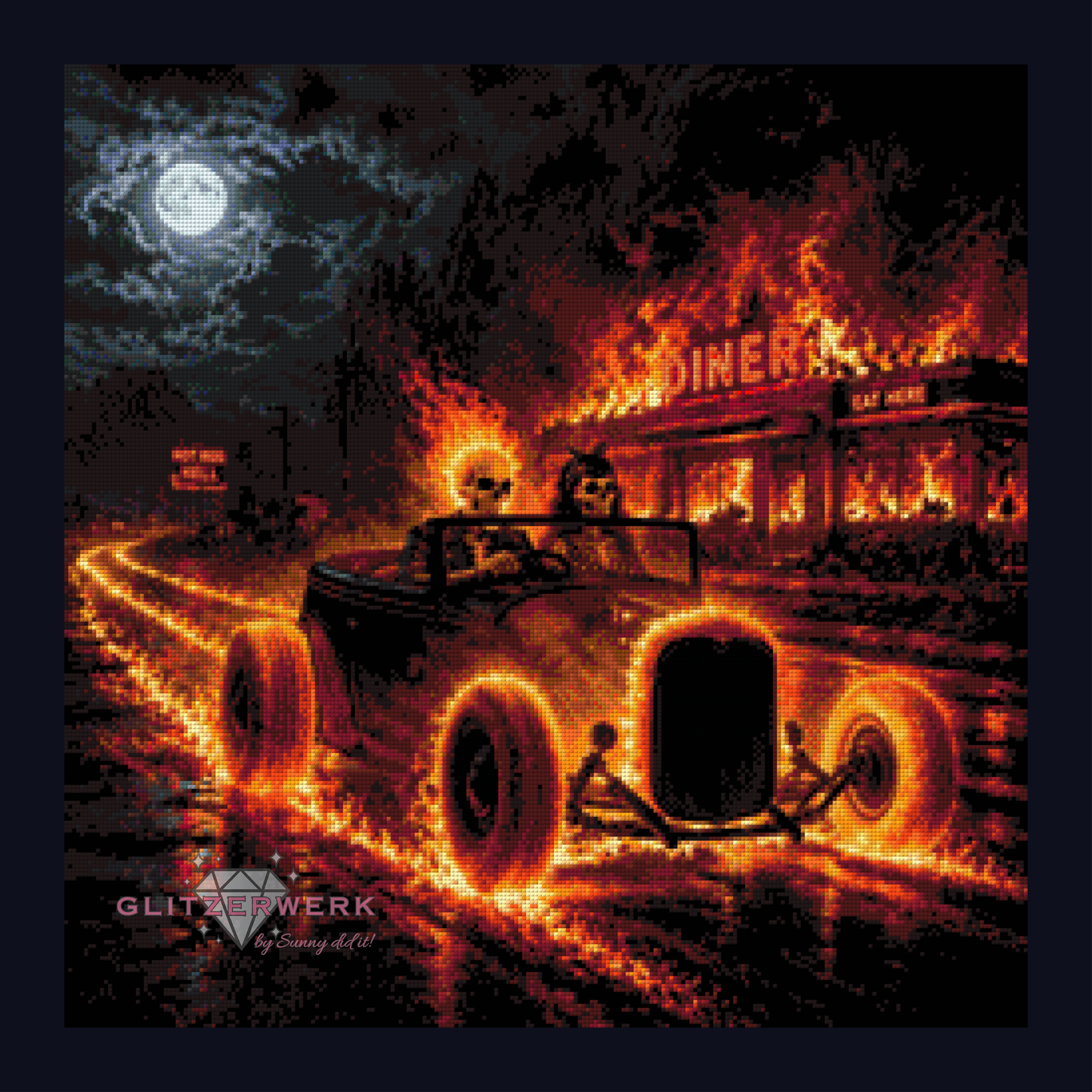 Hot Rod Hell by ST-Design 60x60cm 64 Farben mit 9x Sondersteinen