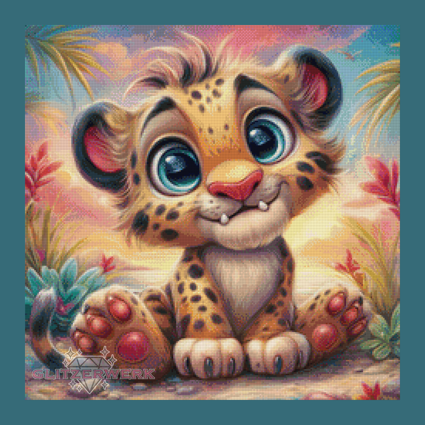 Baby Säbelzahntiger by Sweet_Loco_AI 60x60cm 120 Farben