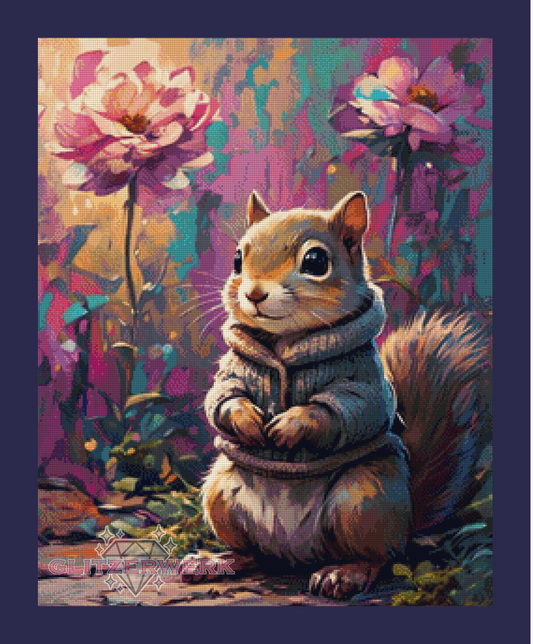 Flauschi im Blütenmeer by tiki_DIAMONDS.ai 60x75cm 100 Farben