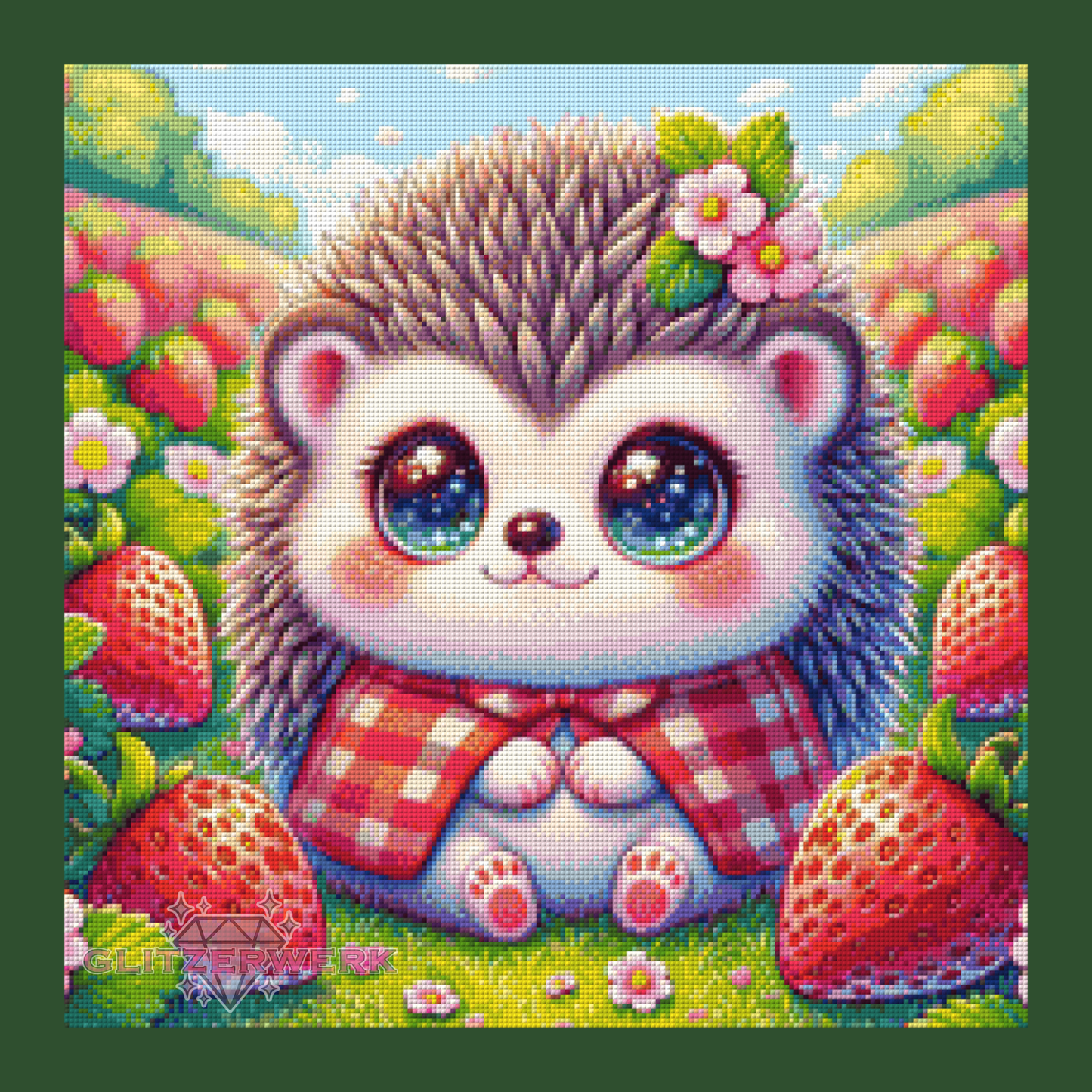 Igel im Erdbeerfeld by Silvia-ki 50x50cm 80 Farben