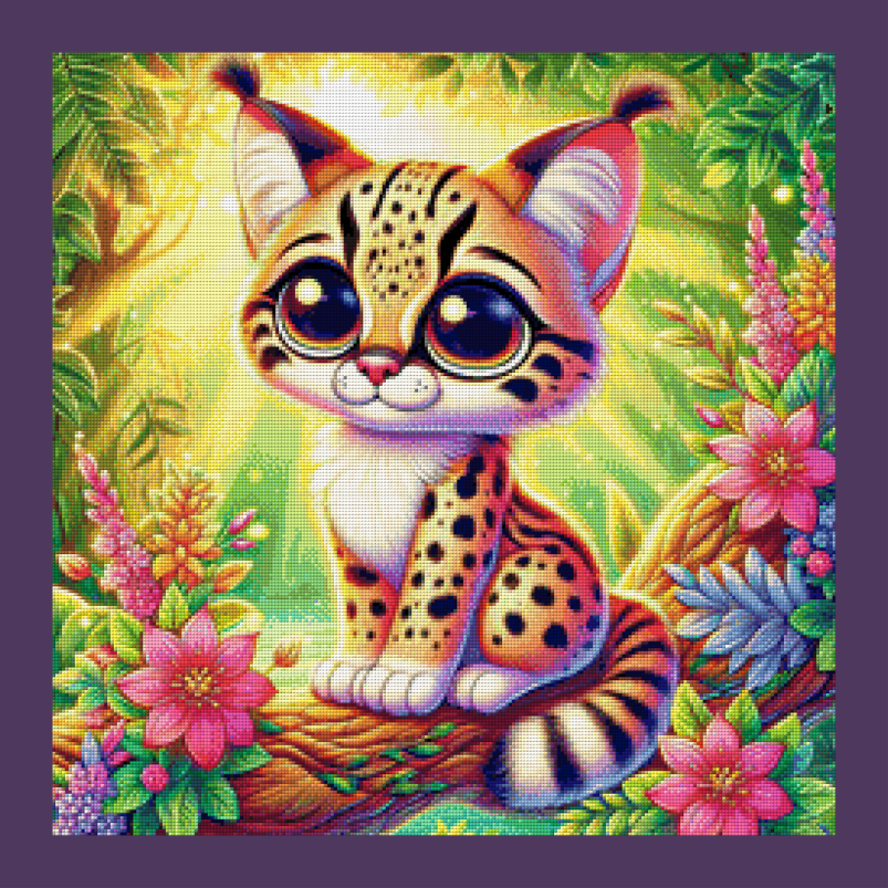 Lynx on a Tree by Teddy's Kreativchaos 60x60cm 125 Farben