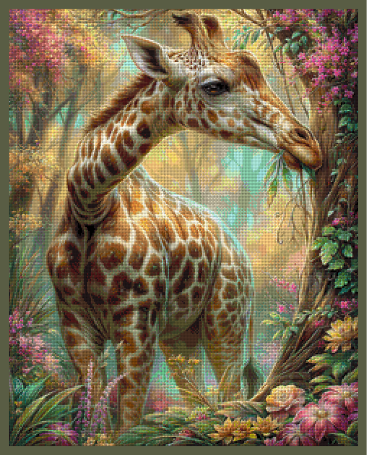 Sanfter Riese im Blütenwald by Sweet_Loco_AI 60x75cm 110 Farben