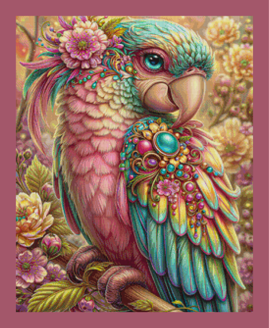 Geschmückter Papagei by Sweet_Loco_AI 60x75cm 125 Farben