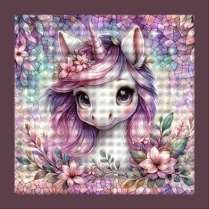 Blooming Unicorn by AI Design by JB 50x50cm 100 Farben