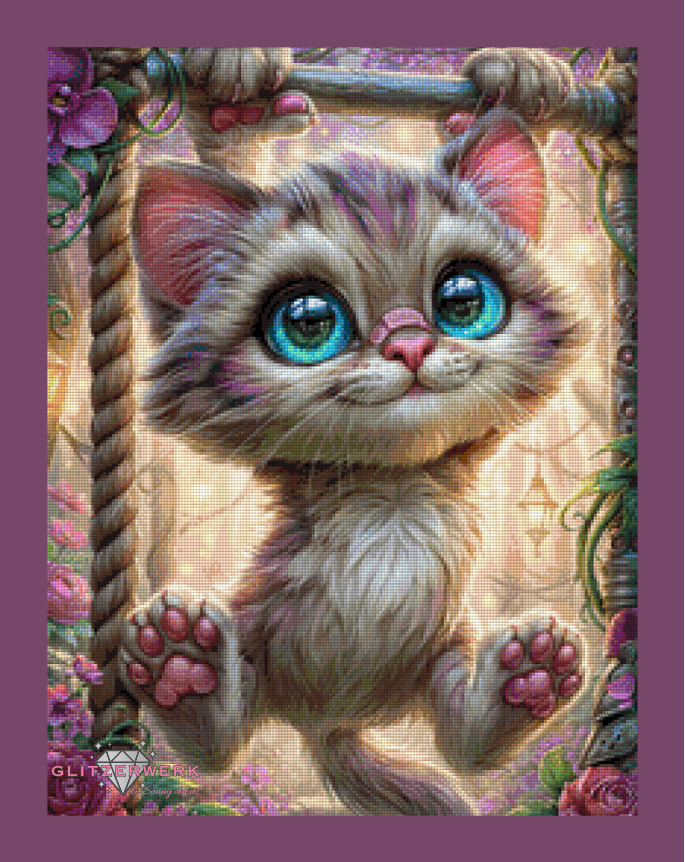 Hanging Cat by Sweet_Loco_AI 50x65cm 115 Farben