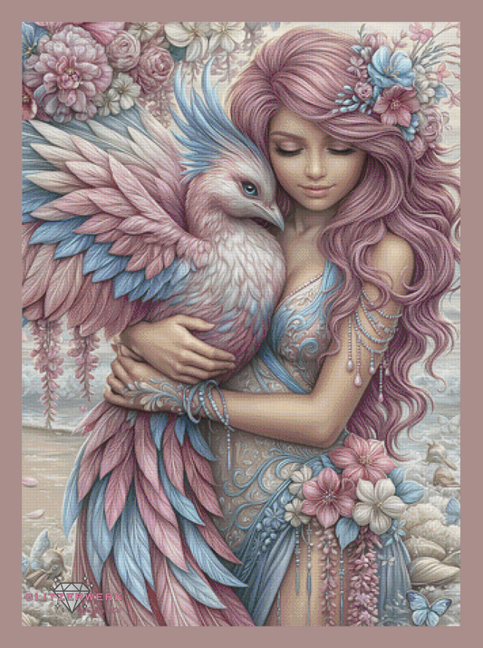 Lied der Federn by Sweet_Loco_AI 80x110cm 95 Farben mit 7x Sondersteinen