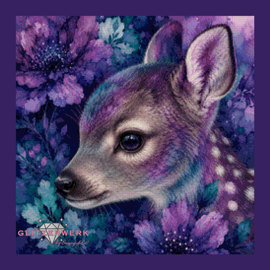 Aurora Fawn by tiki_DIAMONDS.ai 60x60cm 85 Farben mit 7x Sondersteinen