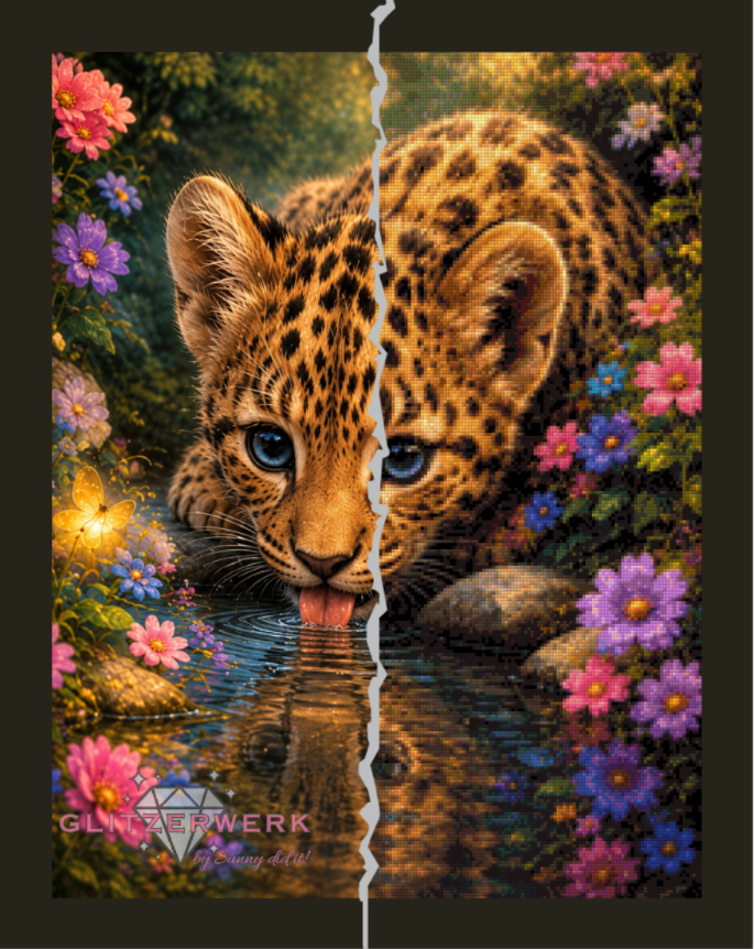 Baby Leopard by Tiki.DIAMONDS.ai 50x65cm 120 Farben