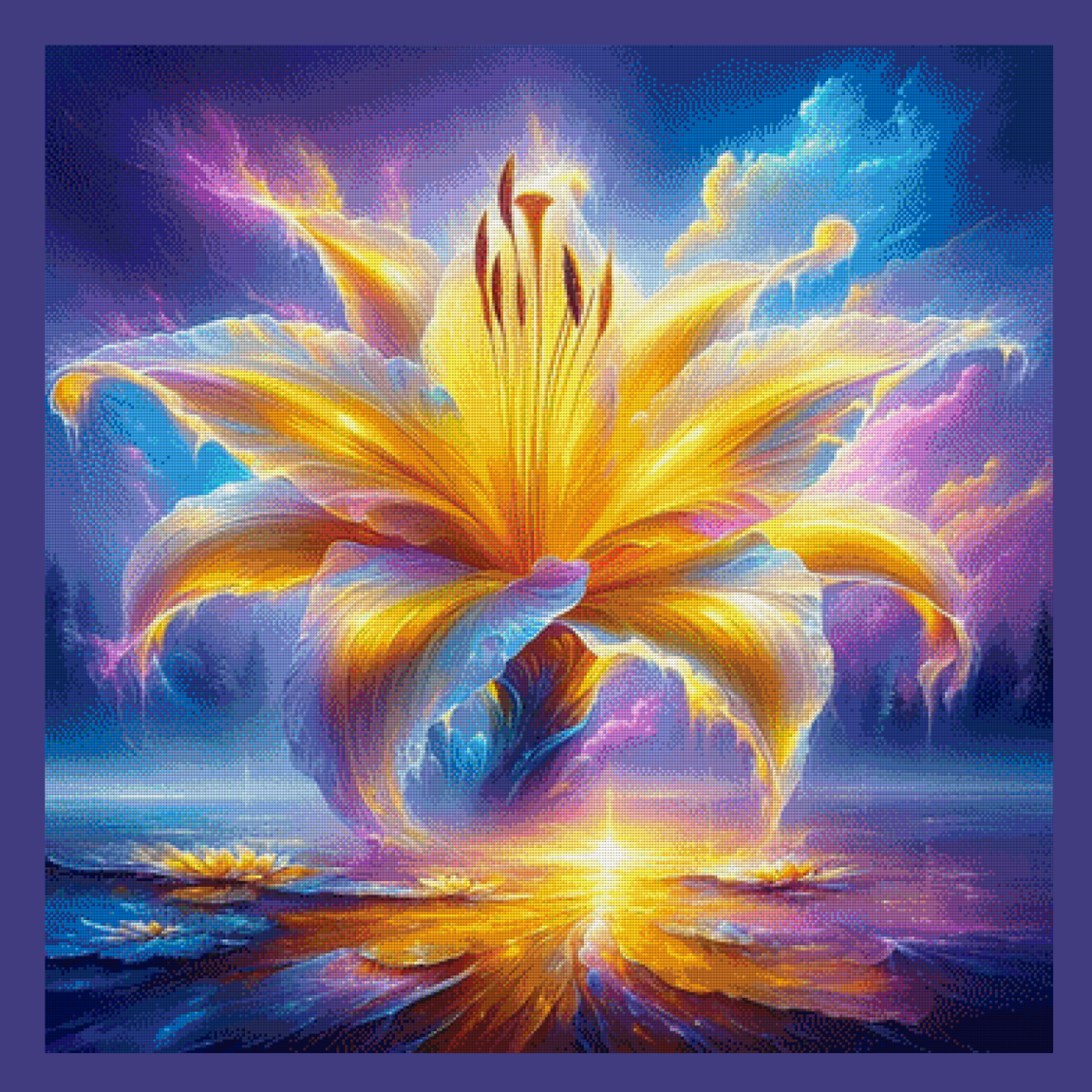 Lilie im Ozean by Sandra's KI Designs 90x90cm 165 Farben