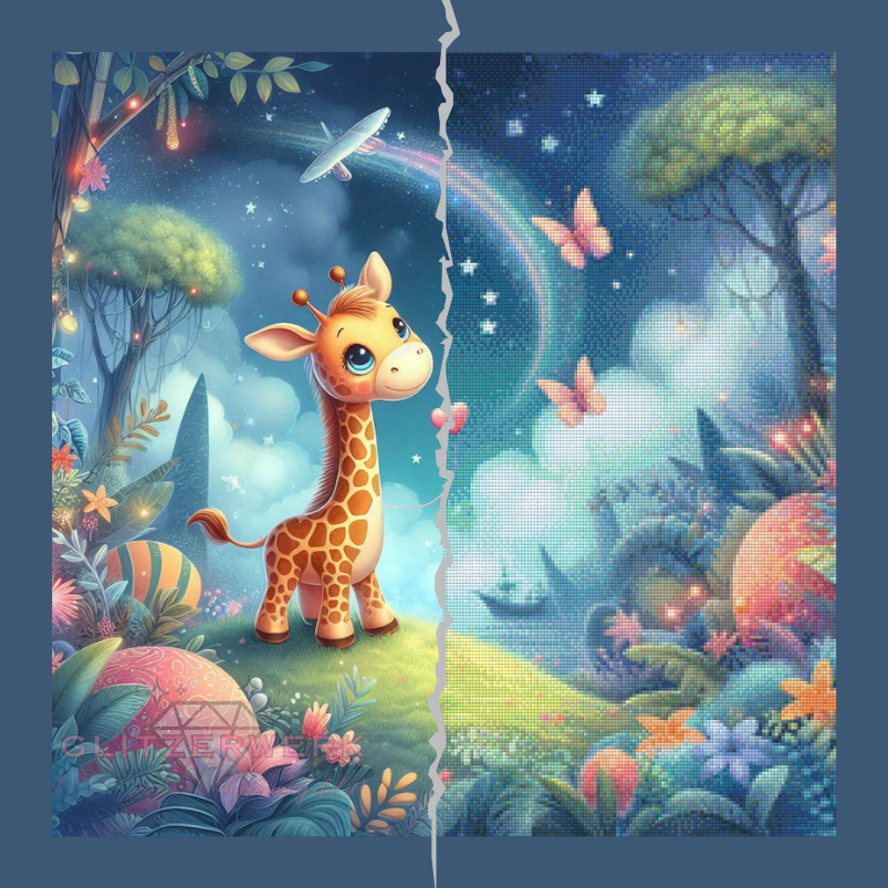 Die kleine Giraffe by Sandra's KI Designs 60x60cm 130 Farben