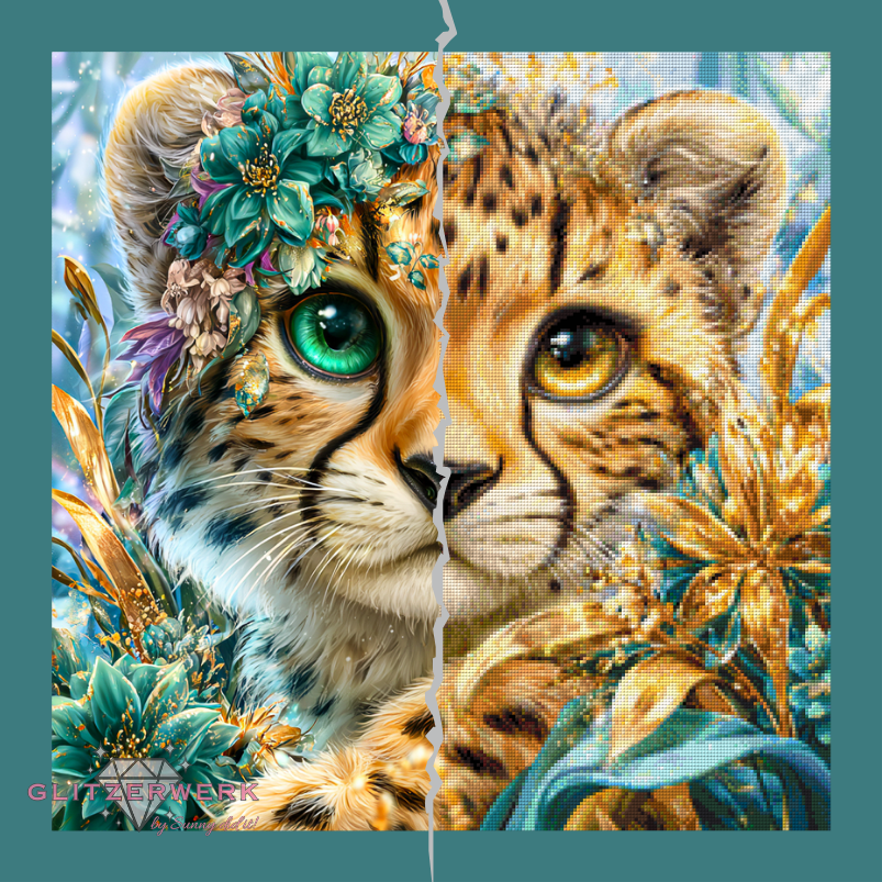 Symphonie in Gold und Türkis by Funkelreich 60x60cm 115 Farben