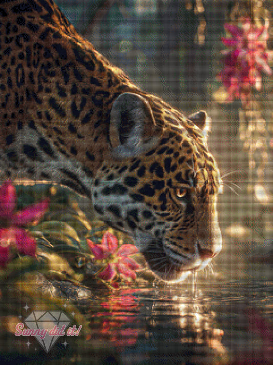 Thursty Leopard by Funkelreich 60x80cm 135 Farben