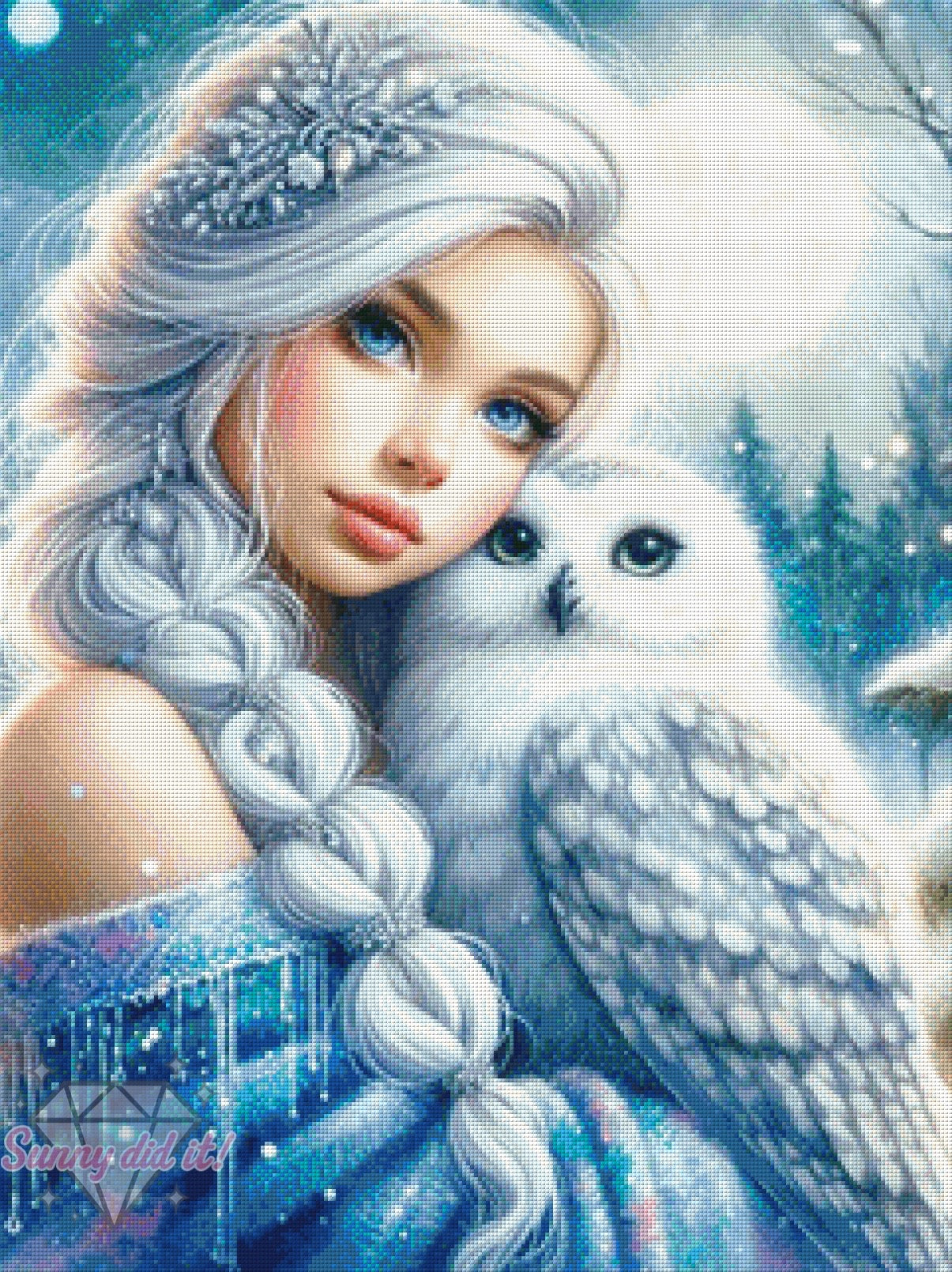 Märchen im Schnee - Schneeeule by Cre8tive Diamond Art 60x80cm 115 Farben