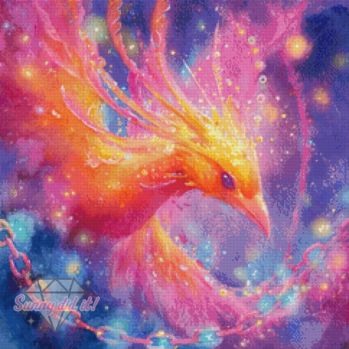 Glowing Phoenix by Shiny Unicorn Ai 60x60cm 140 Farben