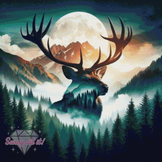 Mondschein - Elch by Cre8tive Diamond Art 60x60cm 140 Farben