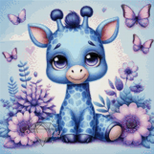 Blue Giraffe by Silvia-ki 40x40cm 70 Farben