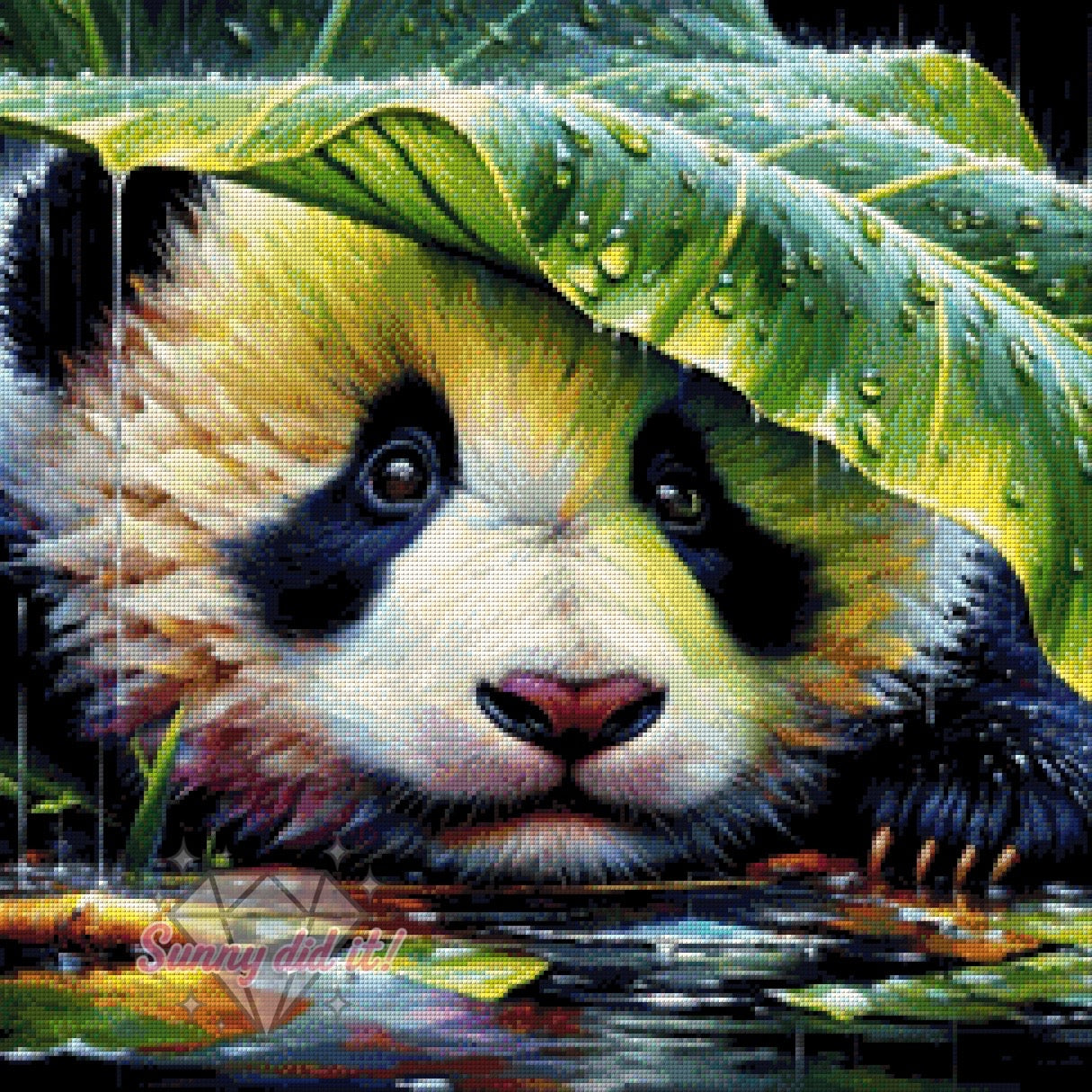 Panda im Regen by CaroFelicia 60x60cm 135 Farben