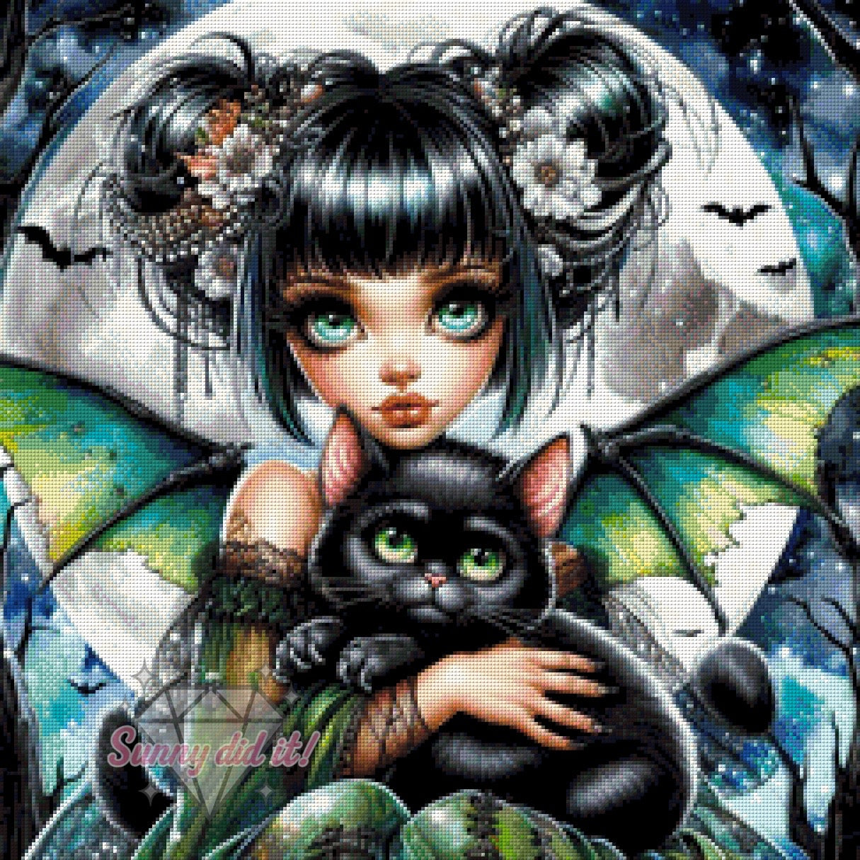 Bat Cat by Cre8tive Diamond Art 60x60cm 135 Farben