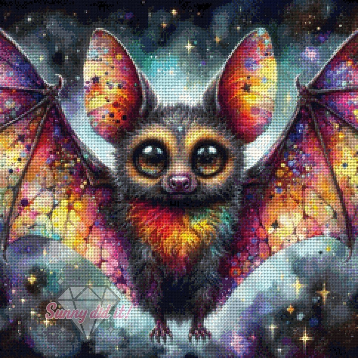 Colorful Bat by Christa.fe KI 60x60cm 140 Farben