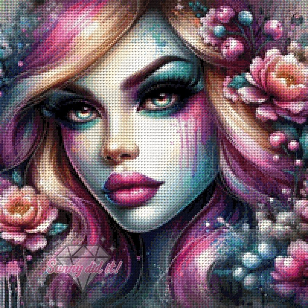 Inked Woman by AI Design by JB 50x50cm 120 Farben