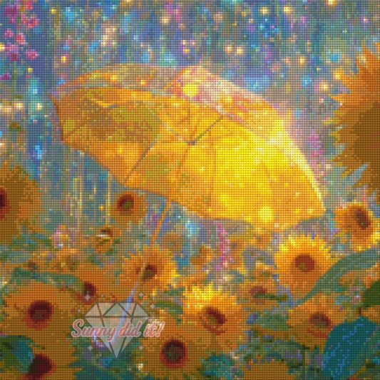 Yellow Umbrella by Shiny Unicorn Ai 40x40cm 110 Farben