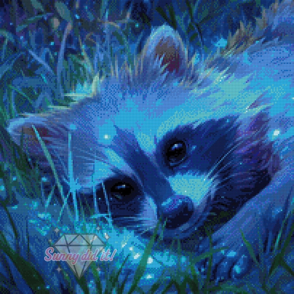 Raccoon at Night by Shiny Unicorn Ai 50x50cm 70 Farben