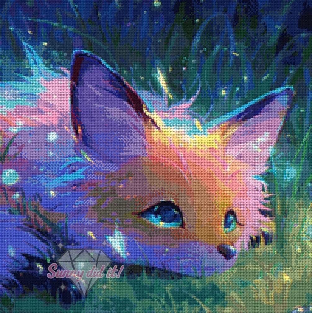 Fox at Night by Shiny Unicorn Ai 50x50cm 125 Farben