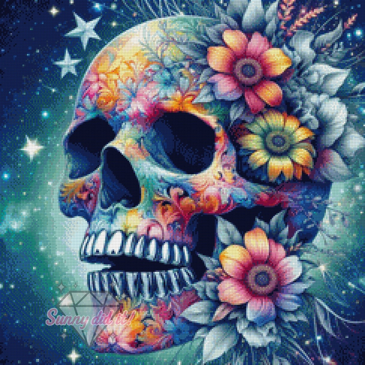 Friendly Skull by Sandra's KI Designs 60x60cm 130 Farben