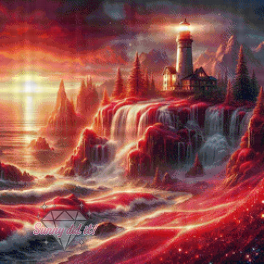 Abendstimmung am Leuchtturm by Sandra's KI Designs 60x60cm 115 Farben