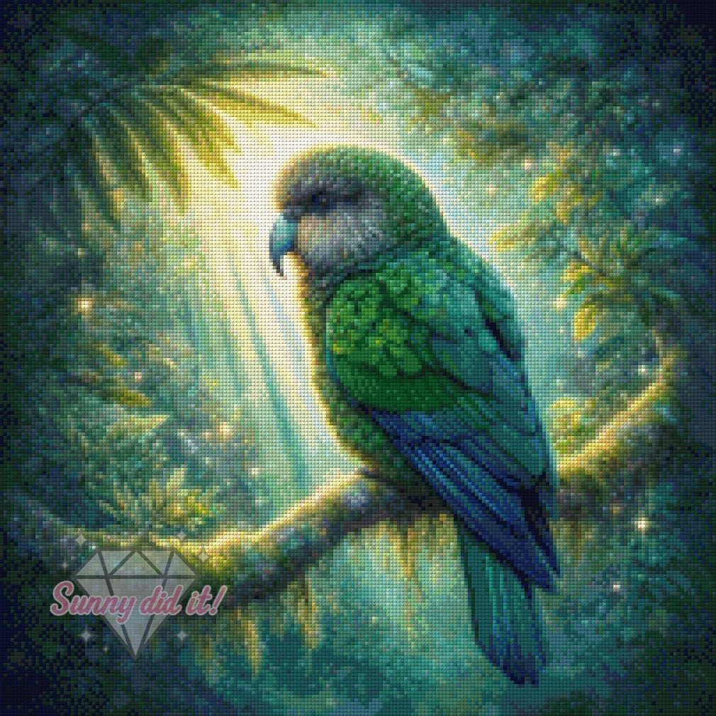 Grüner Kakapo by Sandra's KI Designs 50x50cm 110 Farben