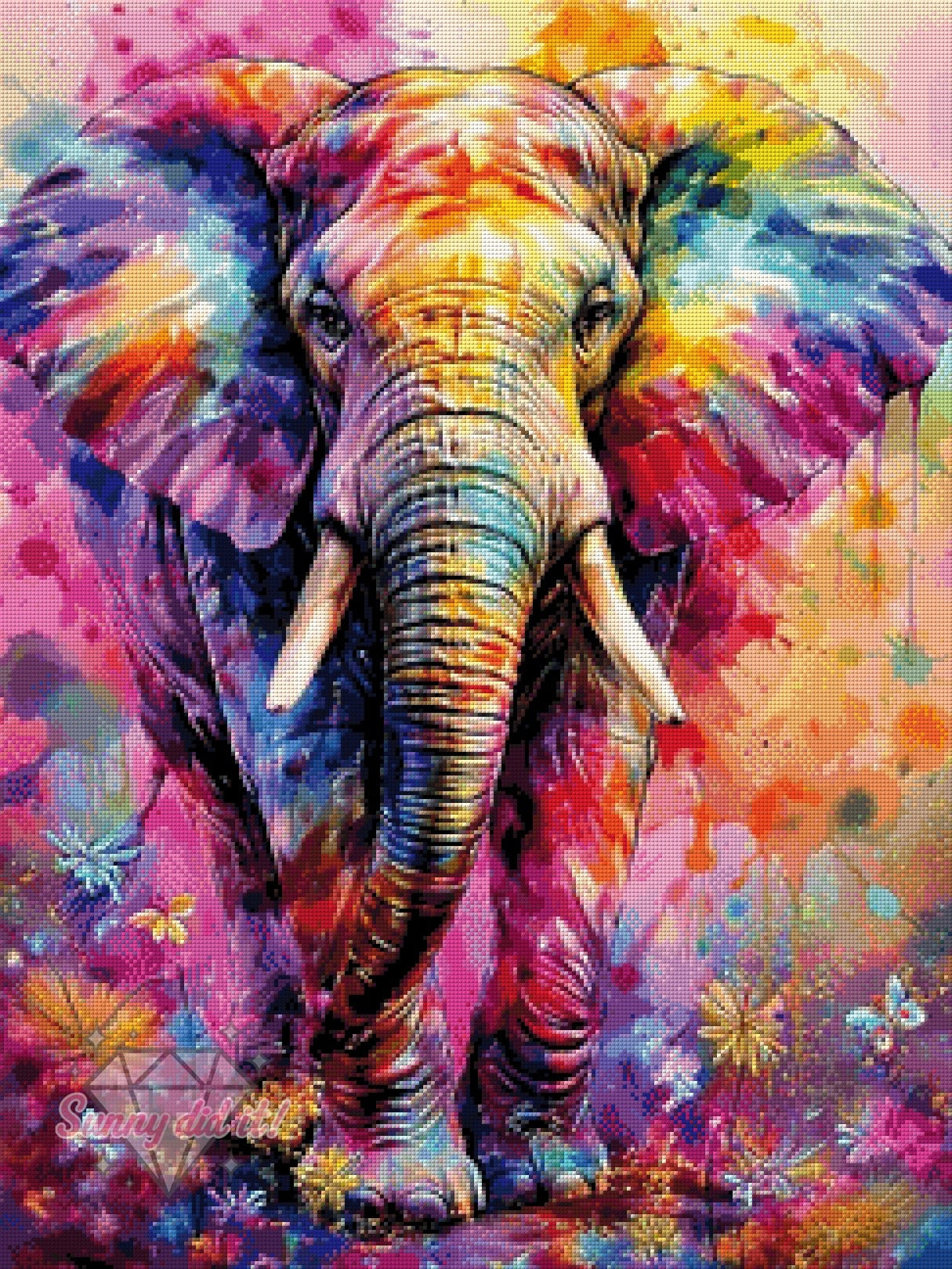 Inked Elephant by CaroFelicia 60x80cm 160 Farben