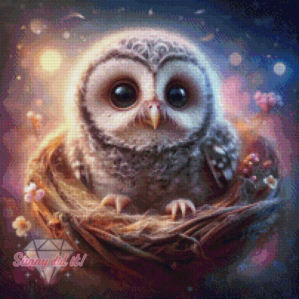 Schleiereulenbaby by Marli Forst 50x50cm 105 Farben