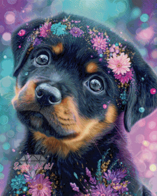 Rottweiler-Puppy by Funkelreich 60x75cm 115 Farben