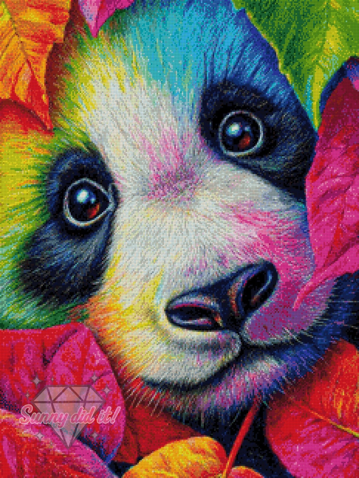 Blätter-Panda by CaroFelicia 60x80cm 135 Farben
