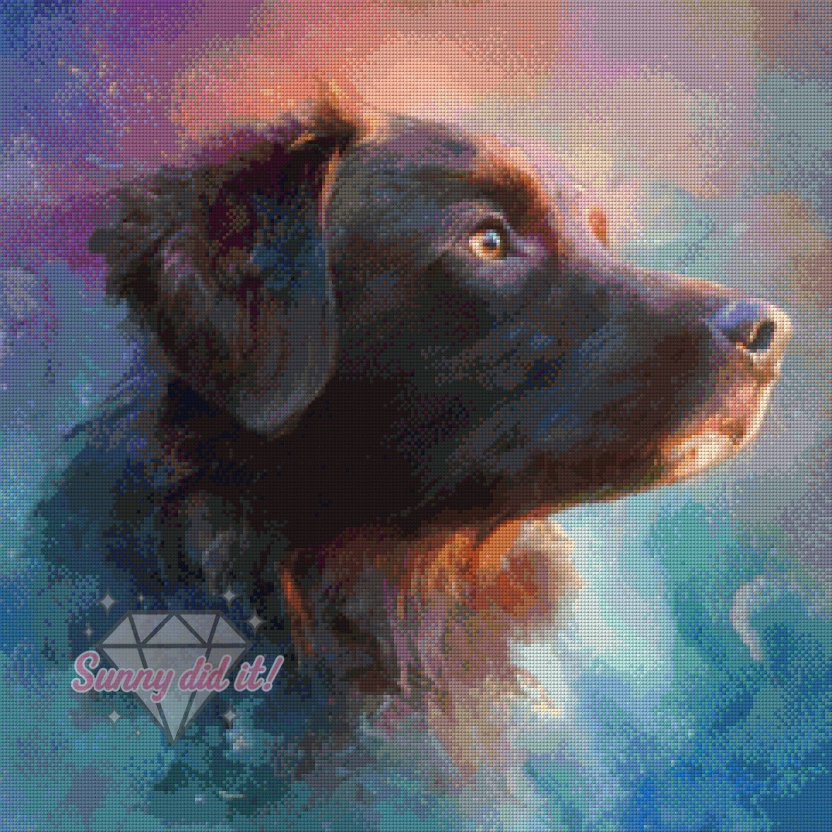In the distance - Labrador Retriever by Shiny Unicorn Ai 60x60cm 105 Farben