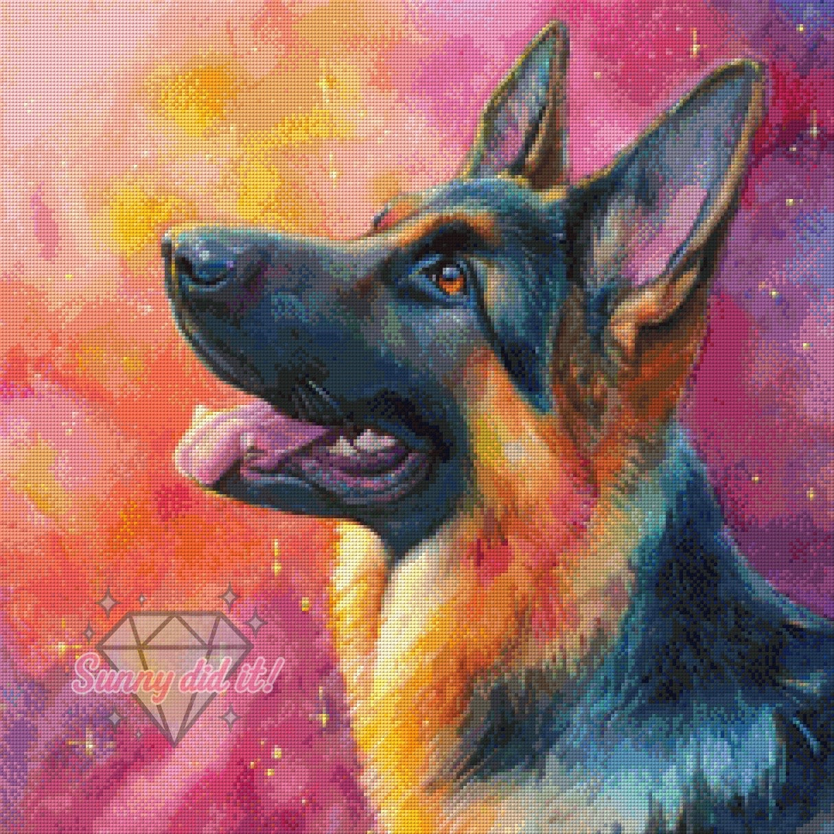 In the distance - Schäferhund by Shiny Unicorn Ai 60x60cm 140 Farben