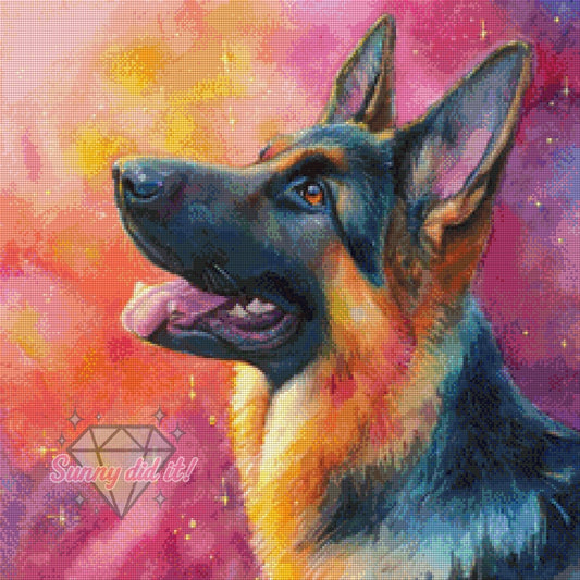 In the distance - Schäferhund by Shiny Unicorn Ai 60x60cm 140 Farben