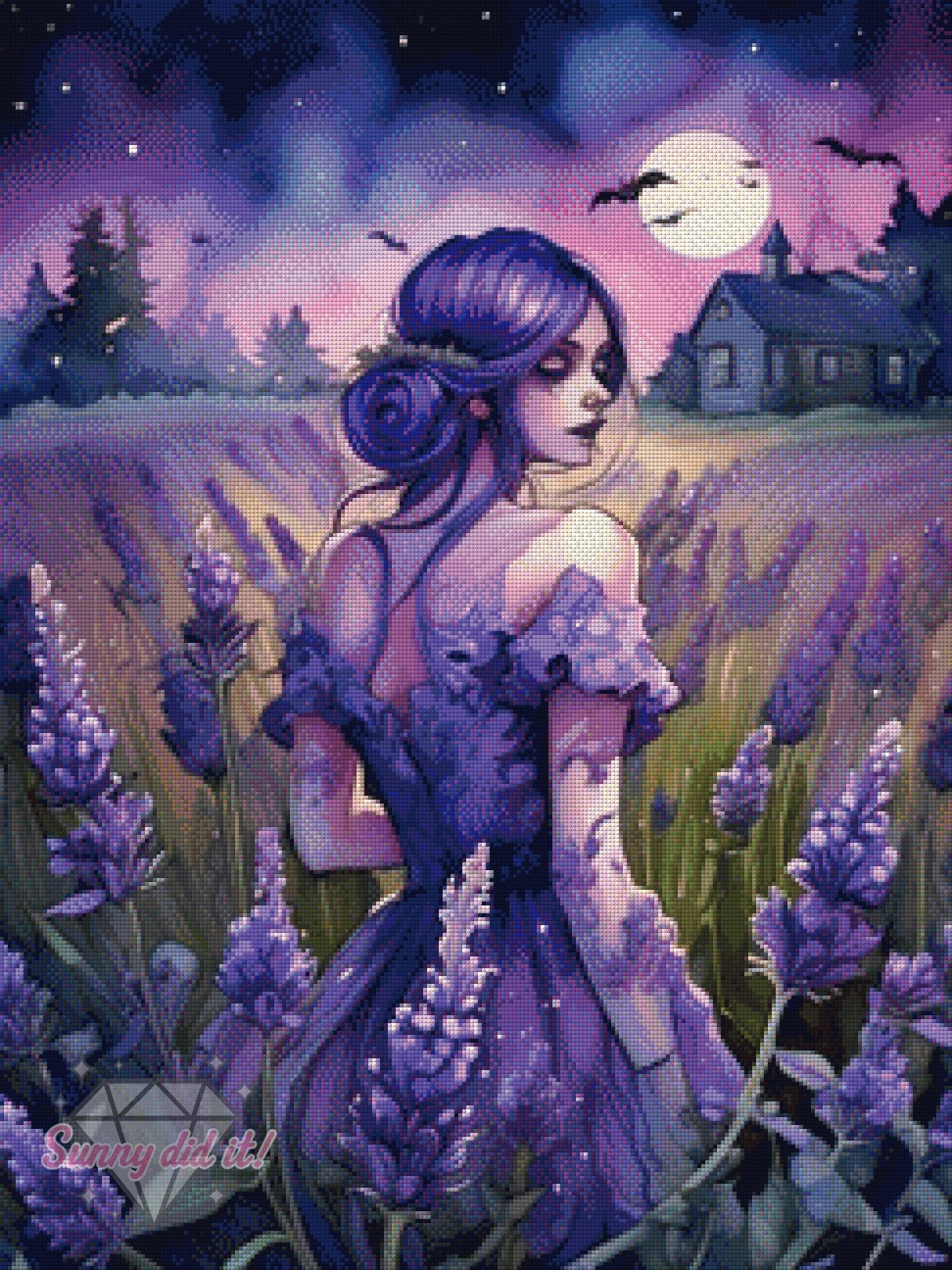 Nachts im Lavendel by Cre8tive Diamond Art 60x80cm 100 Farben