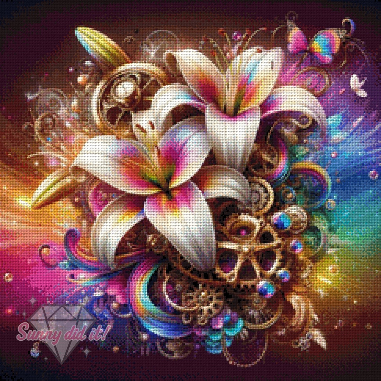 Steampunk Lilies by Sandra's KI Designs 60x60cm 155 Farben